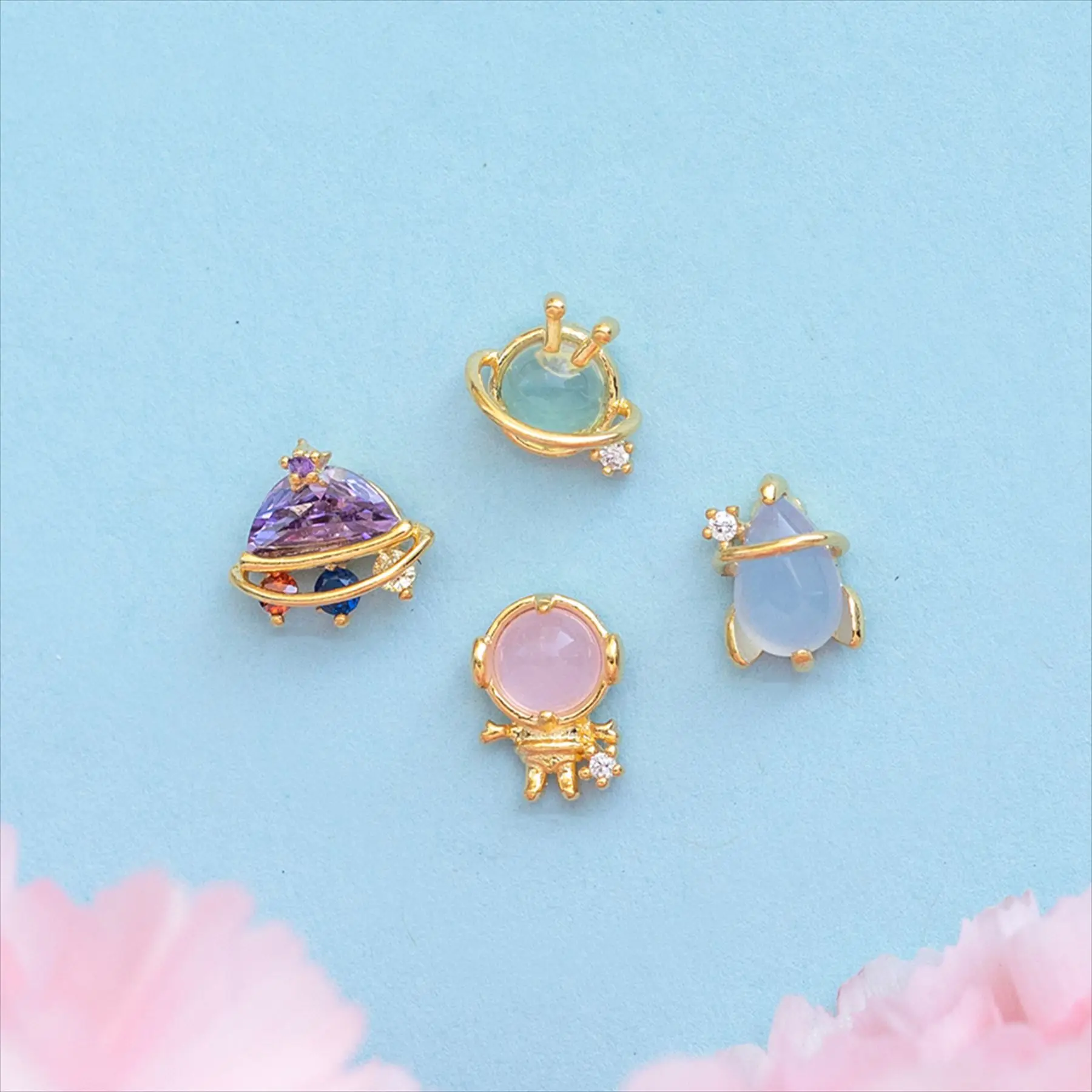 Ins Zircone Colorato Universo Astronave Ufo Rocket Et Alien Stud Orecchino Per Le Donne Ragazza Stud Ear Jewelry Gift