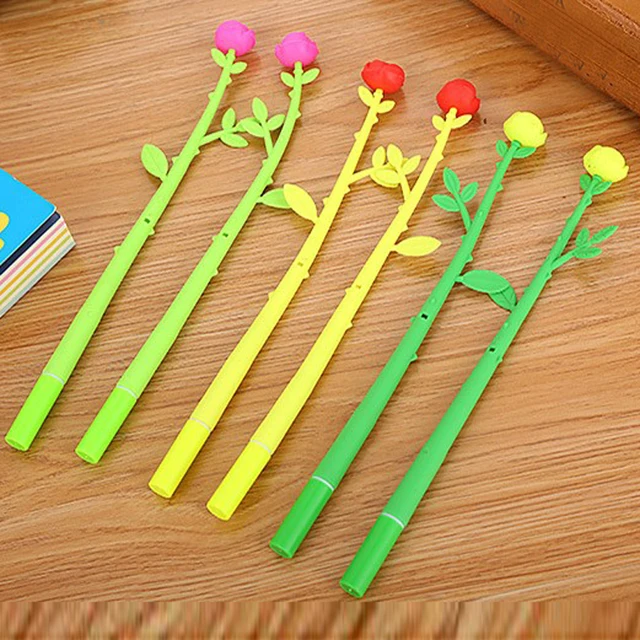 13 db Aranyos Rózsa Virág Tollak Gél Tinta Szilikon Színes Virággél Toll Szép Levélpapír Irodai Iskolai Íráskészletek - Image 5