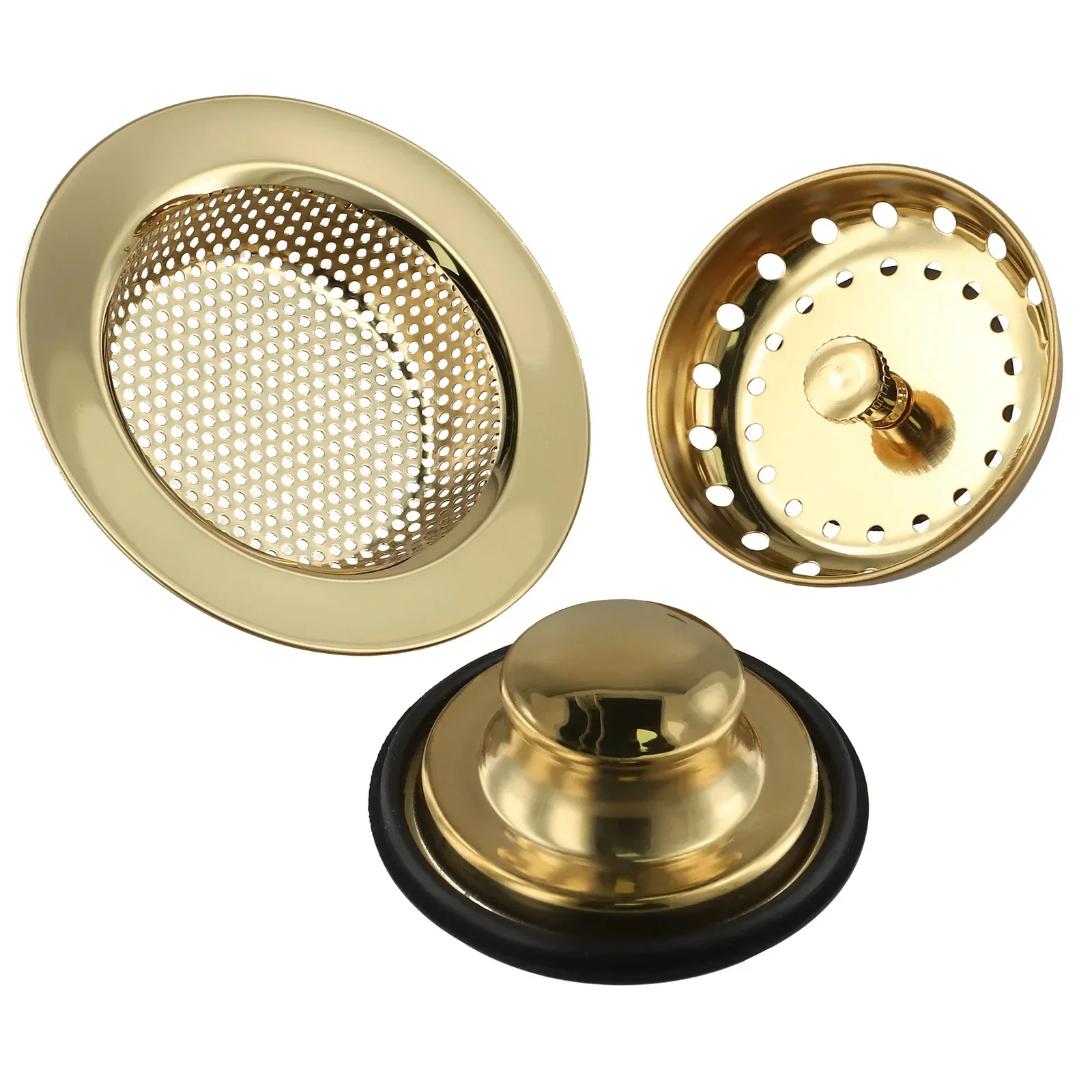 Kitchen Sink Strainer 3Pcs/set Kitchen Sink Drain Strainer Stopper Stainless Steel Waste Plug