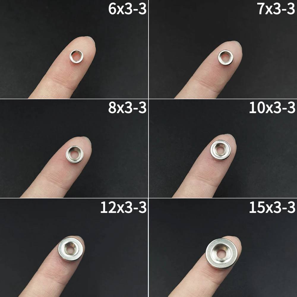 Neodymium Magnets Round 6/7/8/10/12/15mm x 3mm Hole3mm N35 Permanent NdFeB Super Strong Magnetic Disc