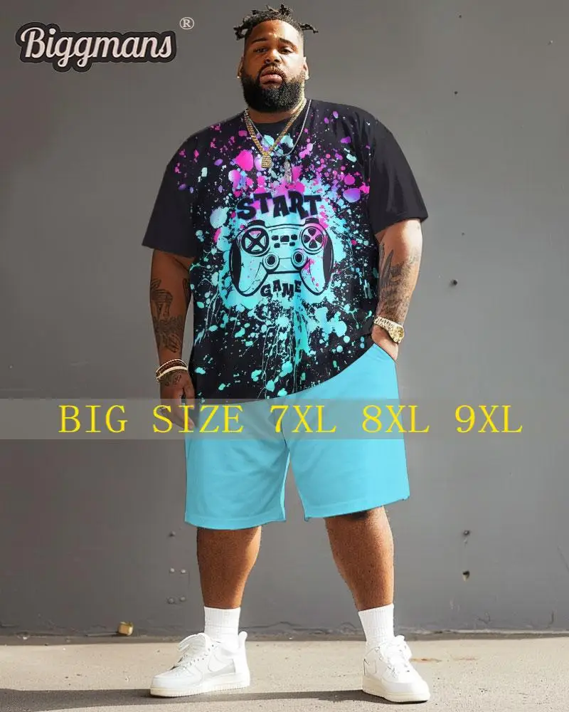 Biggmans Plus Size L-9XL Men's  Street Funny Expressions Graffiti Print Large Man Suit