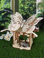 3D Wooden Hand-Crank Butterfly Music Box Kit – “You Are My Sunshine” DIY Model