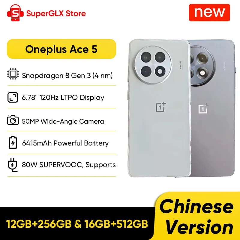 Original Oneplus Ace 5 5G Smartphone Snapdragon 8 Gen 3 6.78
