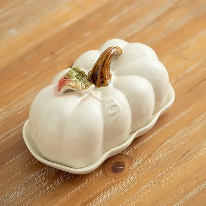 Cute and Novel Pumpkin Ceramic Dinner Plate with Lid Butter Plate Kitchen Utensils Restaurant Utensils Dinner Set Holiday