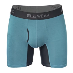 Bamboo Breathable Men's Boxer Briefs with Opening - Plus Size Fashion Underwear - L (SKY BLUE)