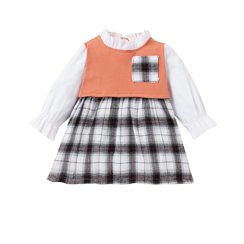 

Infant Baby Girl Dress Newborn Long Sleeves Clothes Ruffles Lattice Outfits Spring Autumn Casual Skirt 0-18 Months