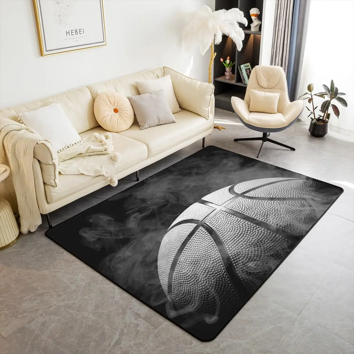 Basketball Carpet Dunk Graphic Rug Ball Sport Rectangle Area Rugs for Adult Yoga Mats Living Room Decor Home Bedroom Floor Mat