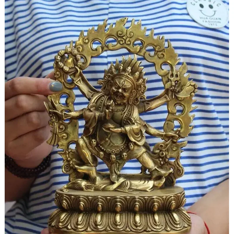 

9" tibet buddhism temple brass 6 Arms Mahakala Wrathful Deity Buddha Faqi statue