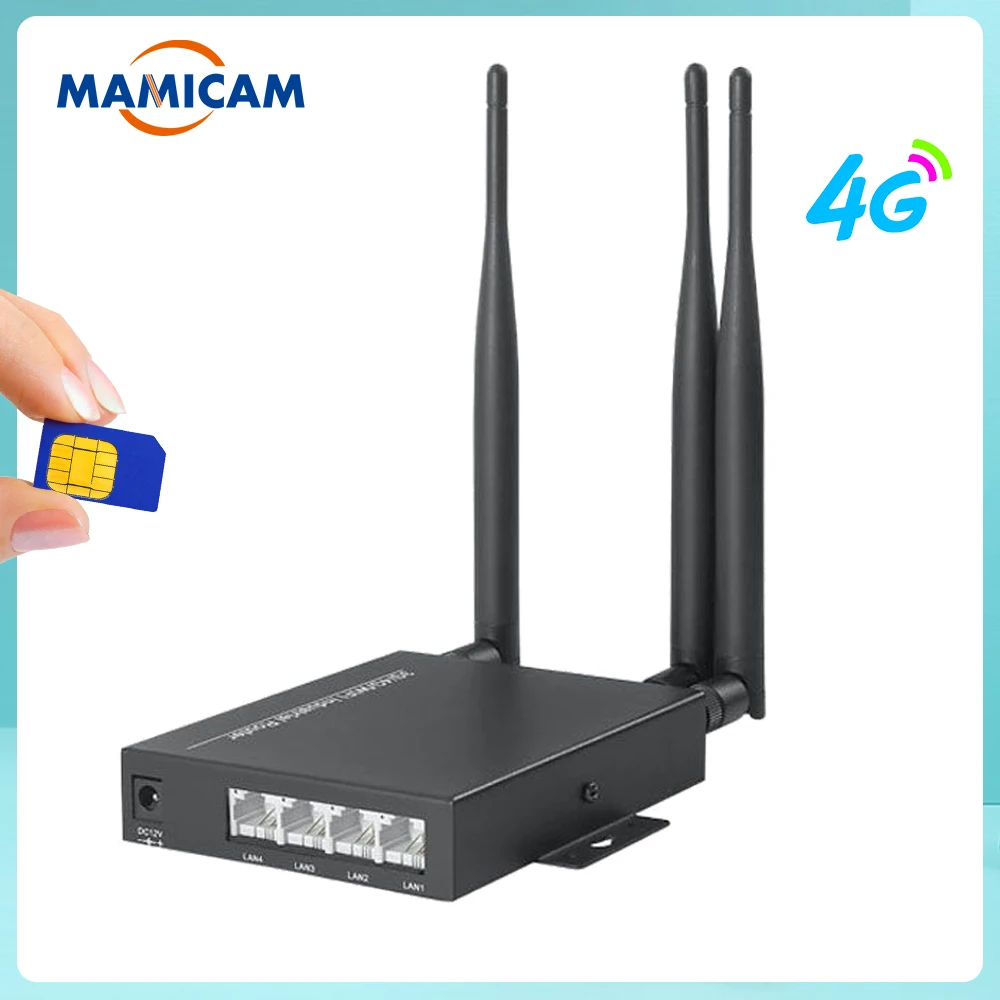 Unlocked 3G 4G SIM Card Router with 3 5dbi Antennas Industry 4G Module Wireless  WIFI Router for Wi-fi IP Camera and AHD Camera