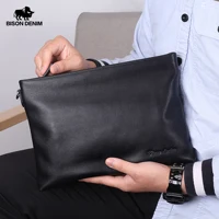 BISONDENIM-Pochette en Cuir group pour Homme, Sac à Main de Grande Capacité pour Téléphone, Marque de Luxe, Poudres, Portefeuille Souple 1