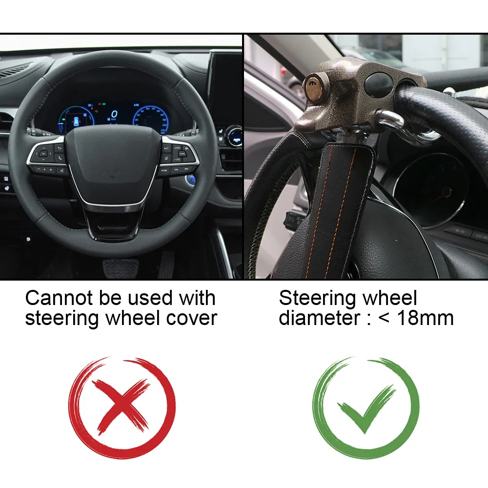 Car Steering Wheel Anti-Theft Lock Protection T-Locks Automobile Steering Lock Foldable Security Car Locks Accessories steering wheel lock