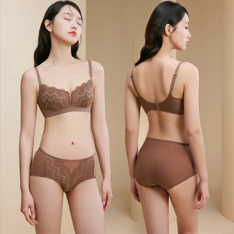 

New Sexy Deep V Lace Thin Cup Rabbit Ears Large Chest Display Small Breathable Mesh Bra Underwear