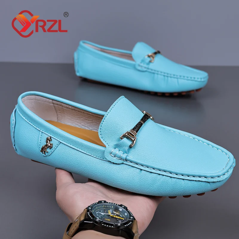 YRZL Handmade PU Leather Loafers Men Shoes Design Loafers Man Comfortable Slip on Men Loafers Hot Sale Moccasins Driving Shoes