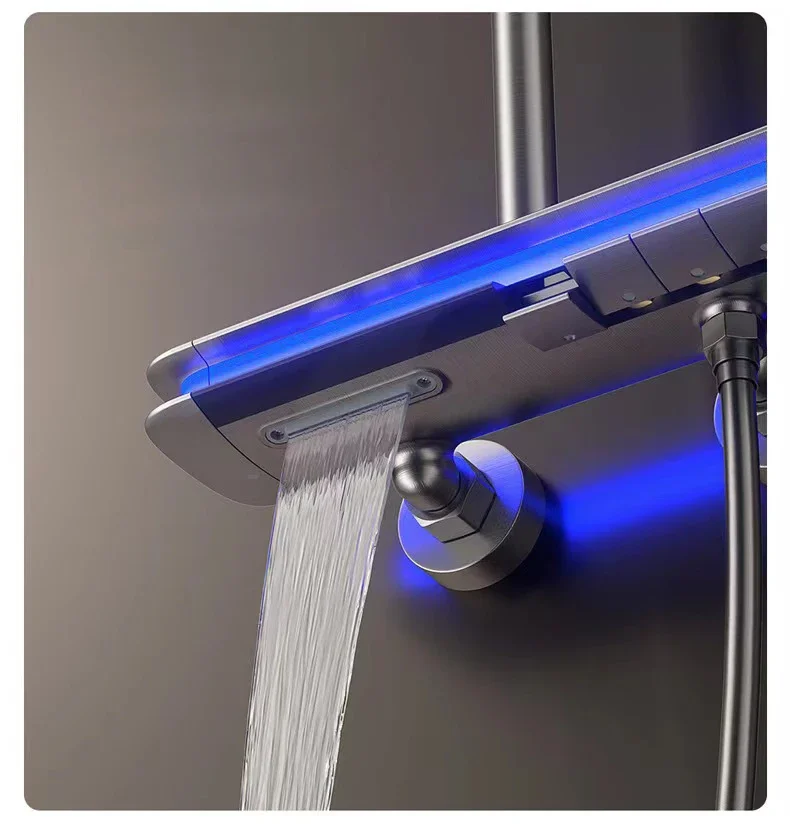 SDSN Piano Digital Bathroom Shower Set Hot Cold Bathroom Faucet Accessories Rain Shower Head Thermostatic Digital Shower System 4