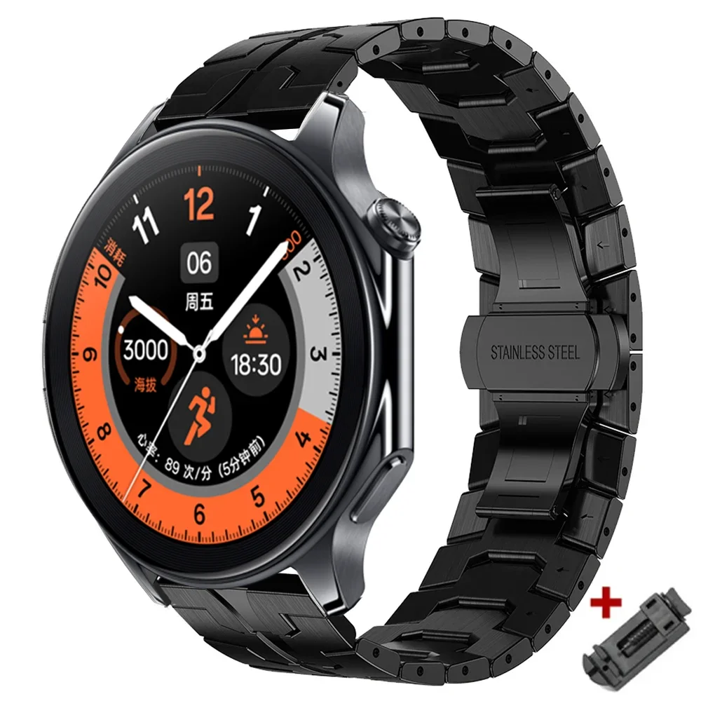 Luxury Stainless Steel Strap - 22mm Metal Band Wrist Bracelet