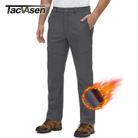 TACVASEN Men's Fleece Lined Thermal Straight Pants Warm Windproof Soft-shell Waterproof Working Outdoors Winter Casual Pants 1