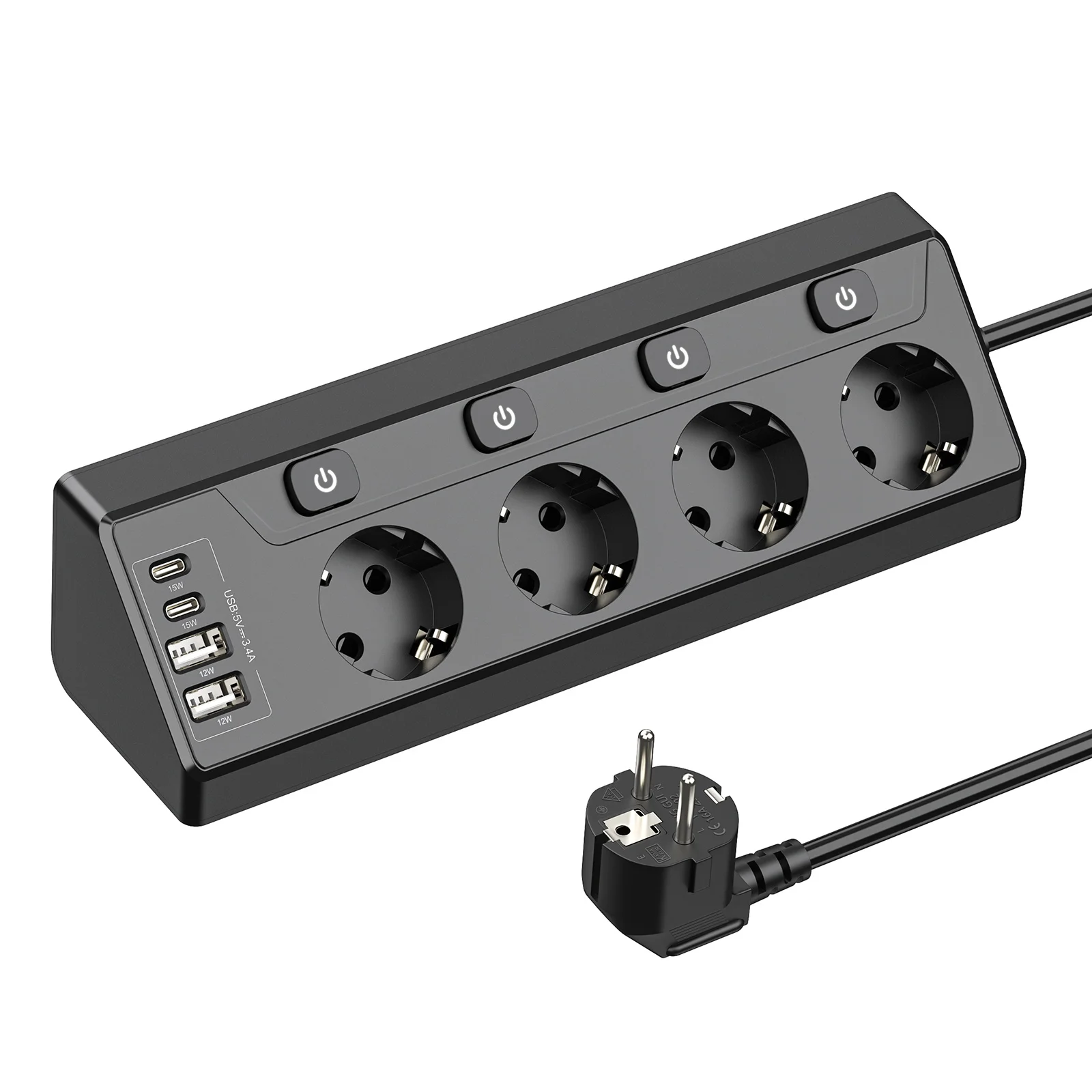 مقبس ركن الاتحاد الأوروبي، 4 منافذ تيار متردد، مقب...