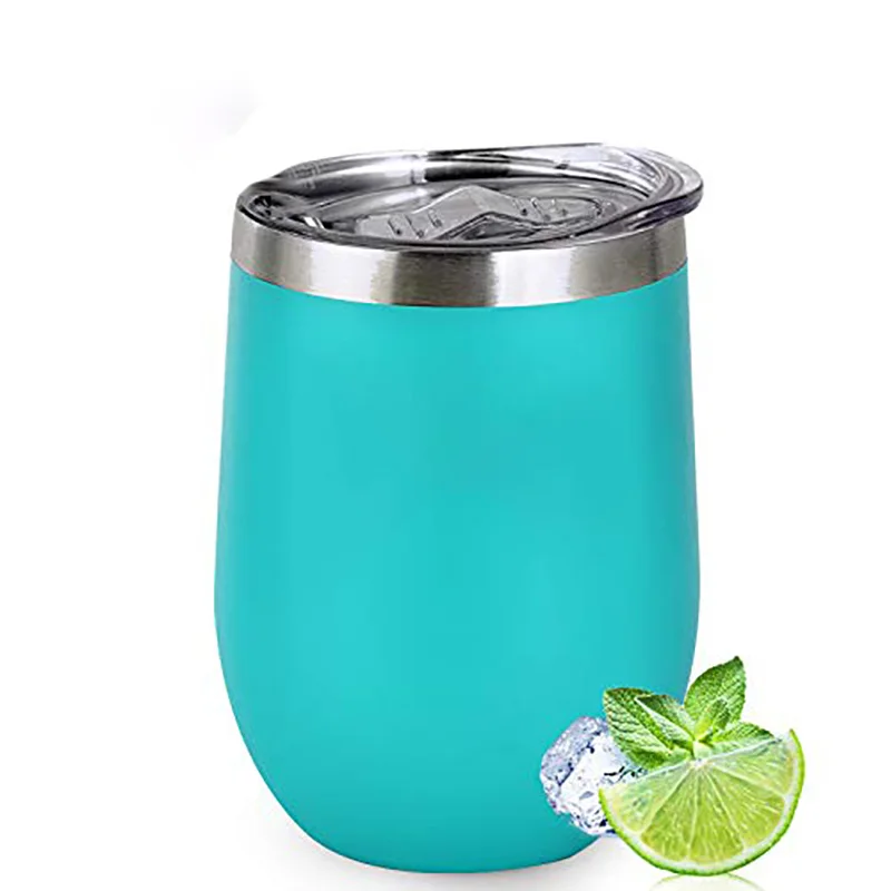 Insulated Stainless Steel Stemless Tumblers with Lids, 12 Oz
