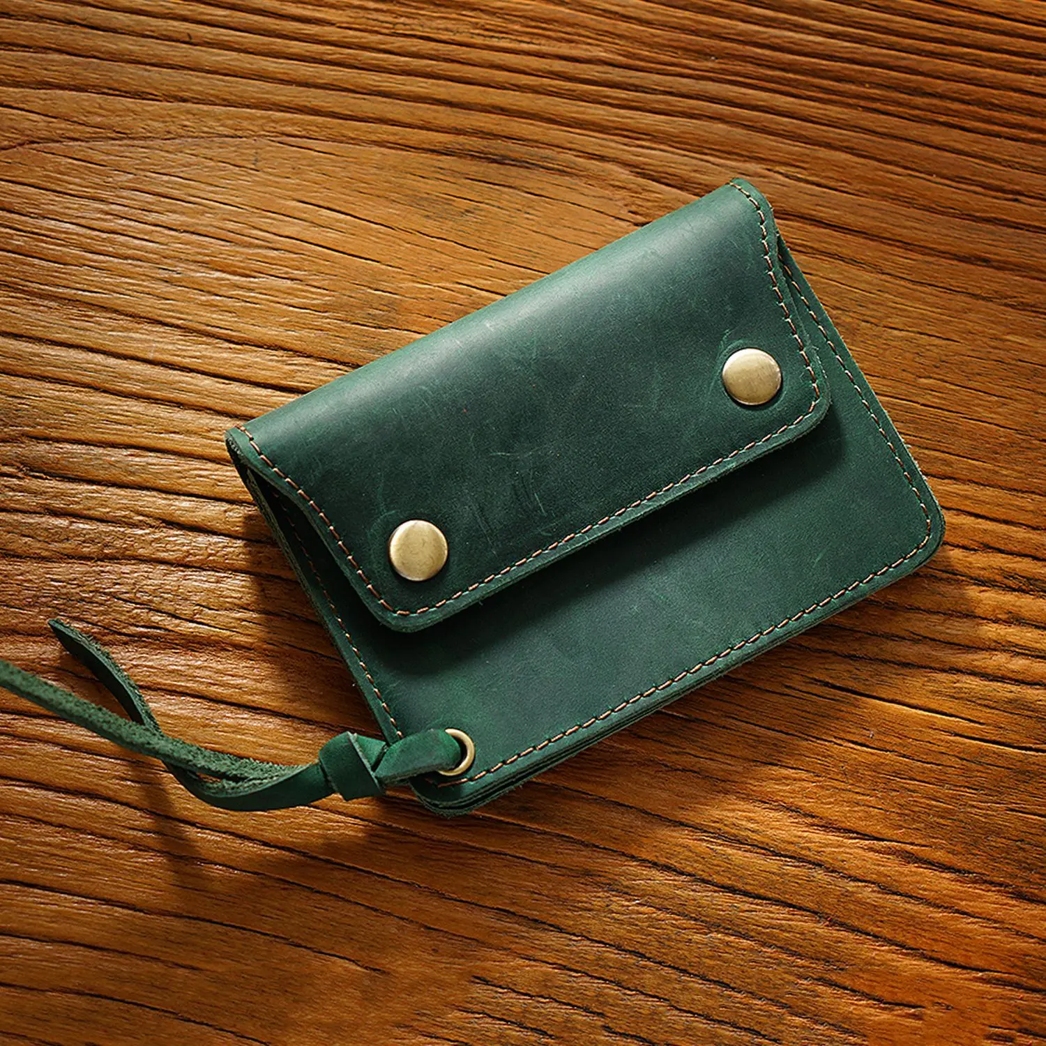 GENODERN Vintage Handmade Genuine Leather Card Holder Wallet