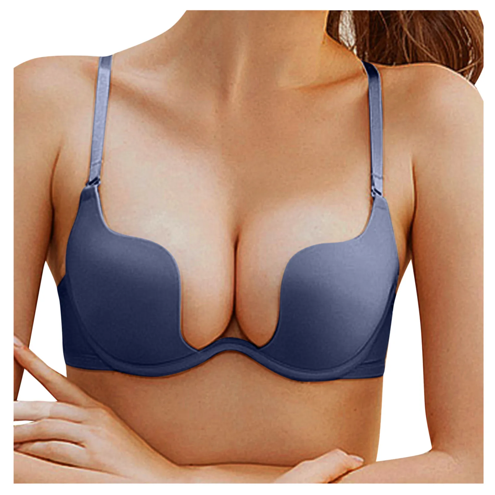 Xuvozta Women Wire Free Strapless Bra Non-Slip Padded Plus Size Push Up Bra 