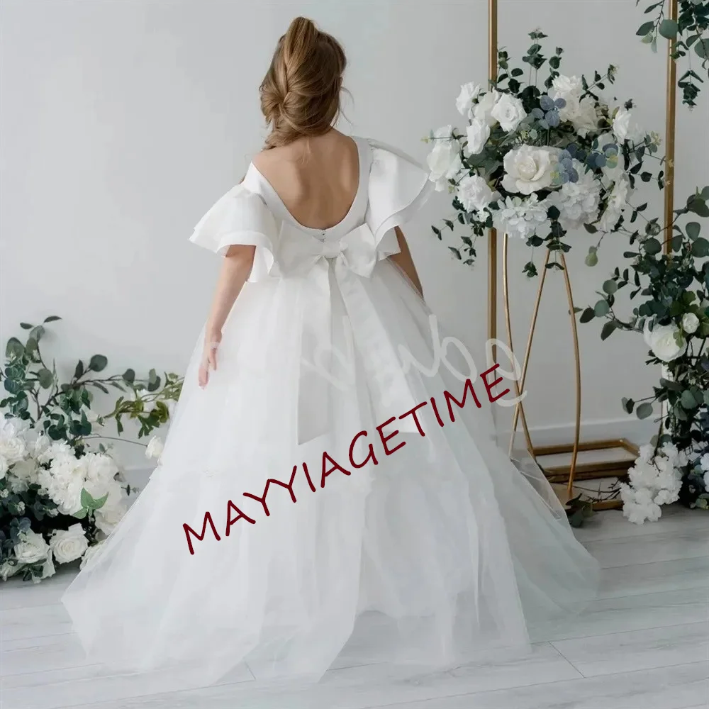 

Simple Flower Girl Dresses High Neck Sleeveless Customize New Arrived Knee Length 2023 First Communion Christmas Gown Winter