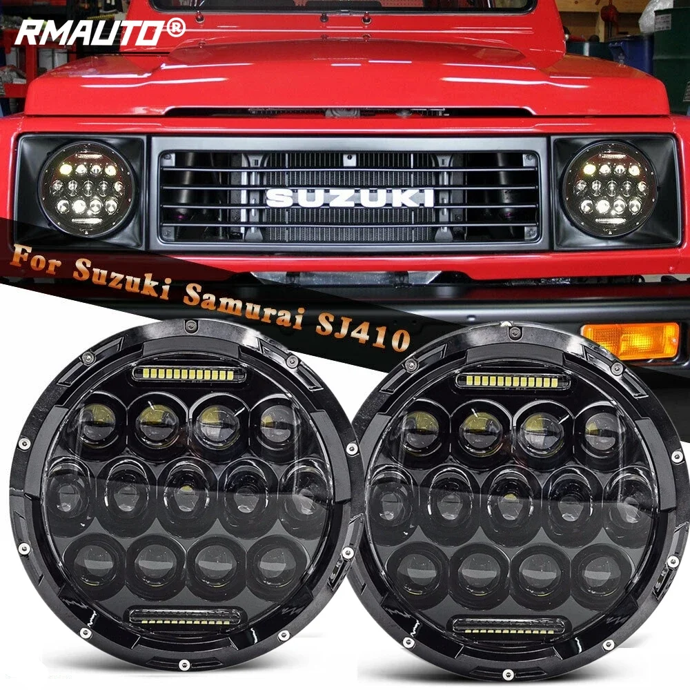 Rmauto 7 Inch Car Motorcycle Led Round Headlight 75W Drl High Low Beam Headlamp For Lada Niva 4X4 Offroad Suzuki Samurai Sj410