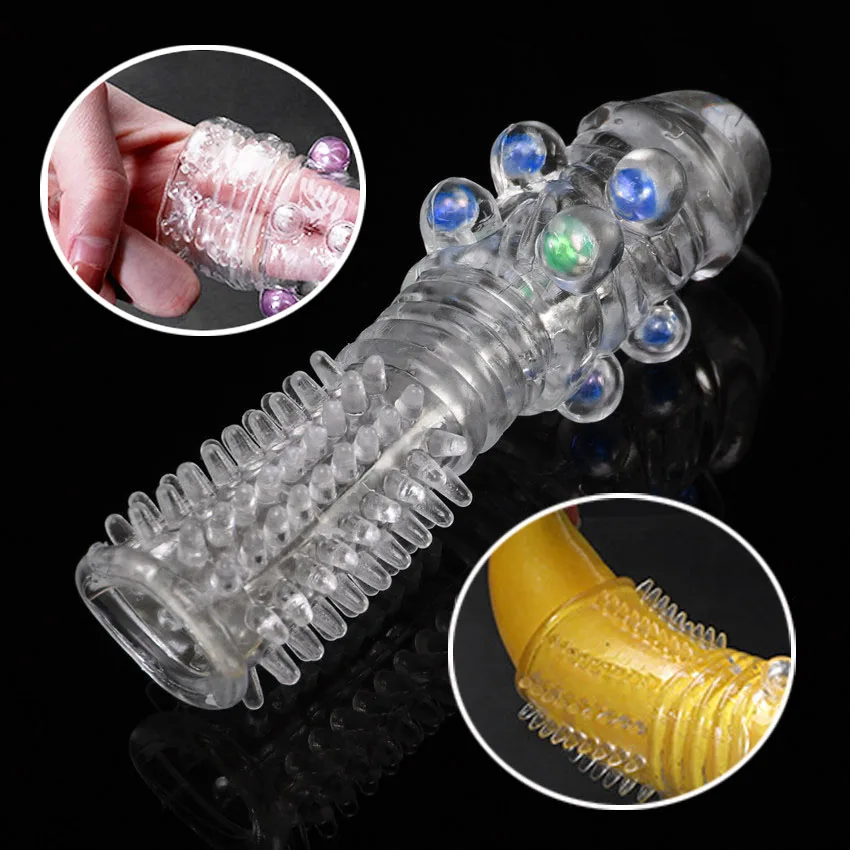 Male Sex Toys Reusable Penis Sleeve Dotted Beads Cock Ring Cover