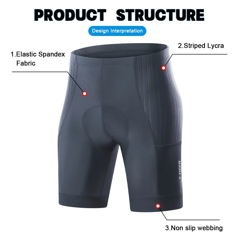 Cycling Shorts Men Double Arrow Cushion Pad MTB Road Anti Slip Bike Shorts 7 Hours Ride Breathable Lycra X-TIGER cycling shorts