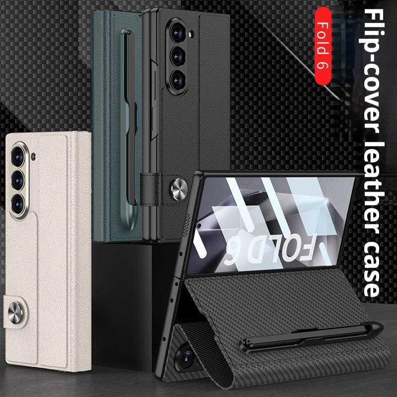 Custodia Flip Cover in Pelle di Lusso per Samsung Galaxy Z Fold 6 con Slot per Penna Pellicola Protettiva in Vetro per Schermo_voghion.com