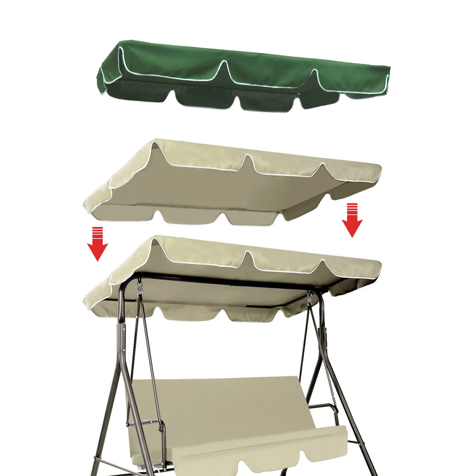 Description Picture 4 of itemPatio Outdoor Swing Seat Covers Replacement Canopy UV Protection Garden Waterproof Swing Chair Canopy Cover Porch Hammock Covers