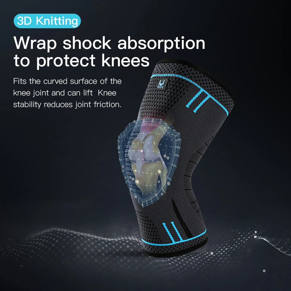 1 Pc Compression Knee Support Sleeve Elastic Breathable Knee Pads Brace Springs Gym Sports Protector Basketball Volleyball Run