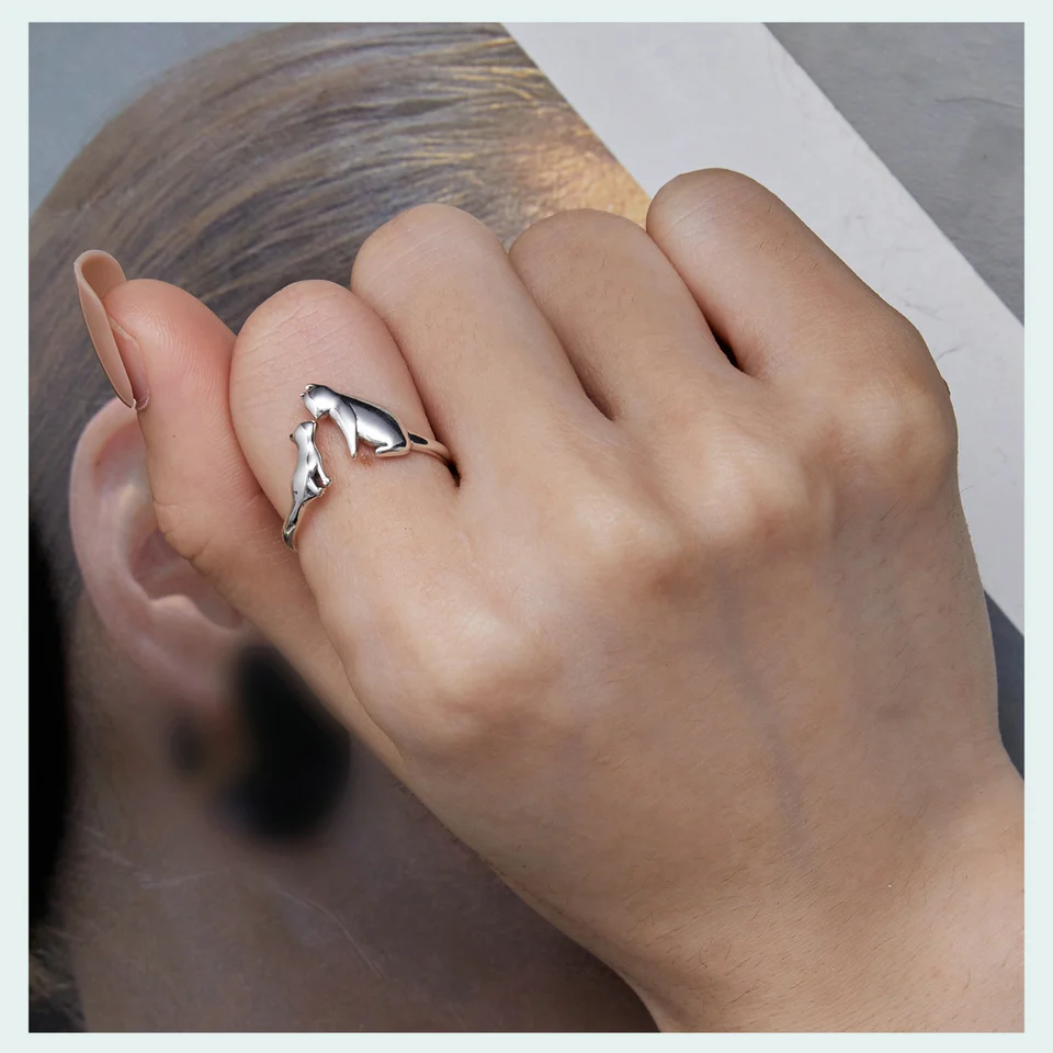 Sterling Silver Butterfly Tail Cat Adjustable Finger Rings for Girls - PeticaDeals