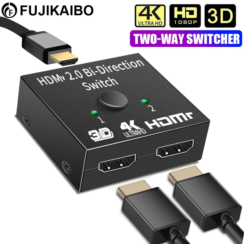 4K 60Hz Splitter HD 1x2/2x1 Switch Connector 2 in 1 Out Converter HD