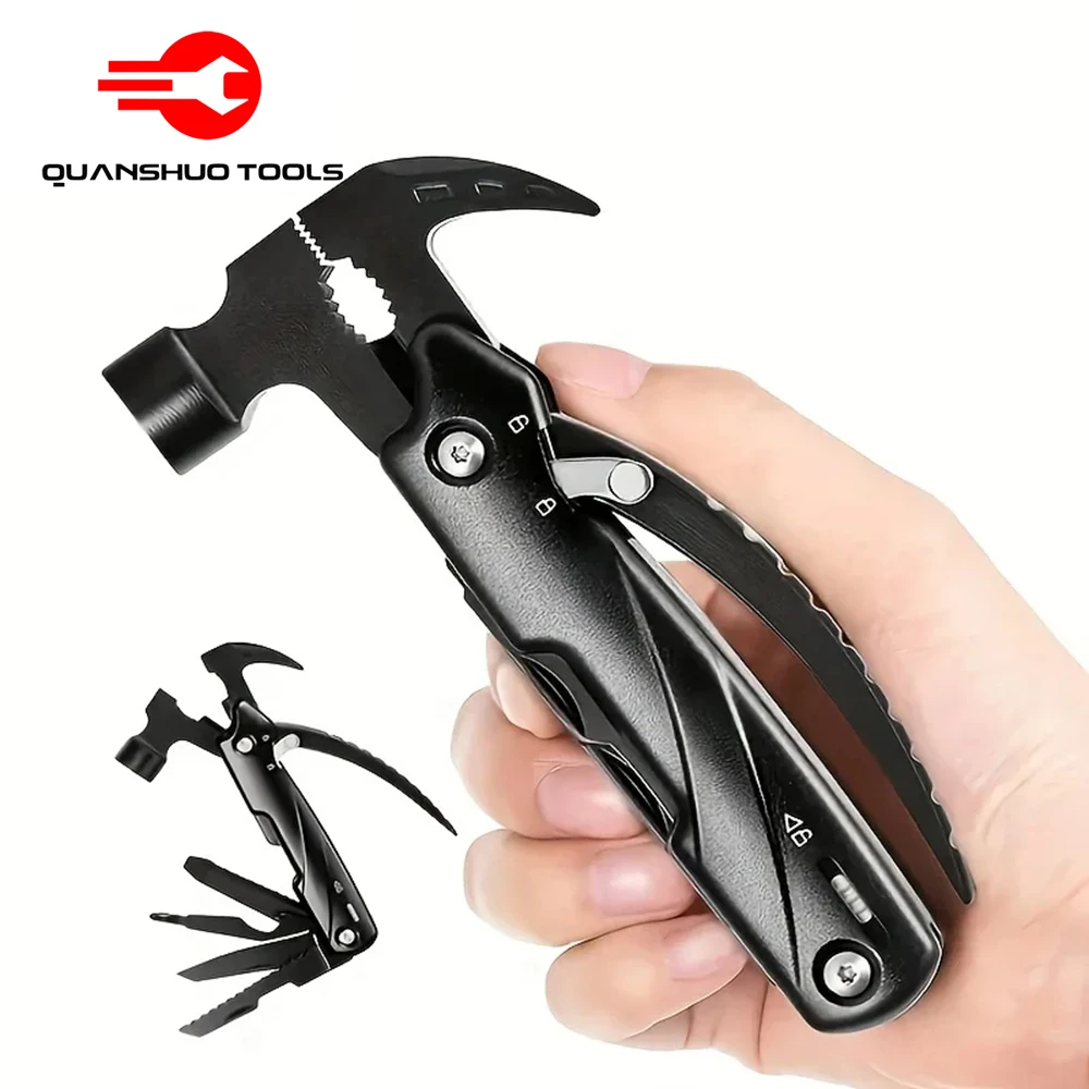 

15-in-1 Multifunctional Mini Claw Hammer Gadget Home and outdoor camping vehicle rescue emergency combination tool