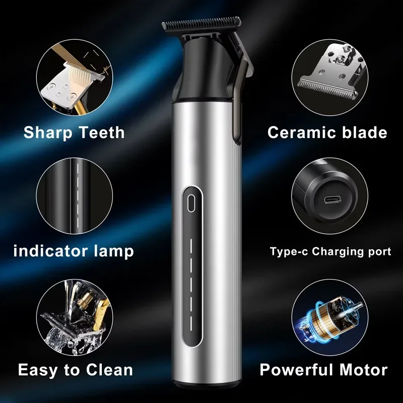 Beard Trimmer for Men Professional Hair Clippers Zero Gapped Hair Trimmer Cordless USB Rechargeable Easy To Hold and Use Clipper 4