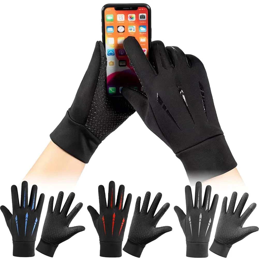Women Men Gloves Copper Fiber Spandex Touch Screen Tips Gloves for Running Sports Winter Warm Football Hiking Driving Gloves