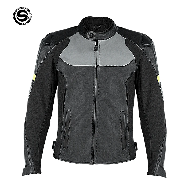 

SFK Motorcycle Jacket Real Leather Men Jacket CE Protection Armor Motocross Racing Clothing Winter Detachable Cotton Liner
