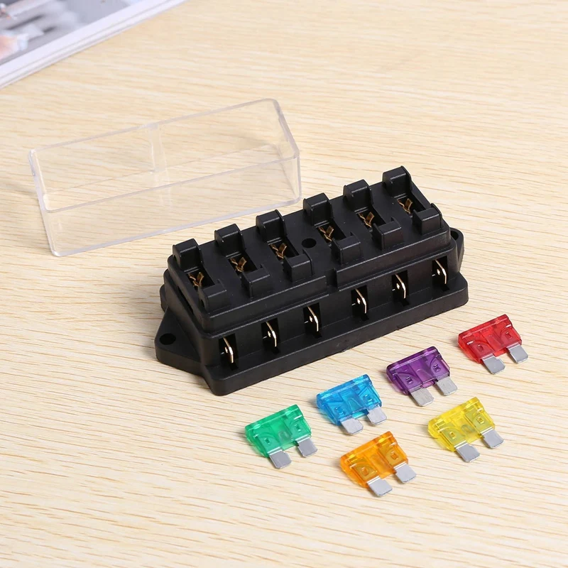 3X 6 Way Fuse Holder Box Car Vehicle Circuit Blade Fuse Box Block + Free Fuse Us