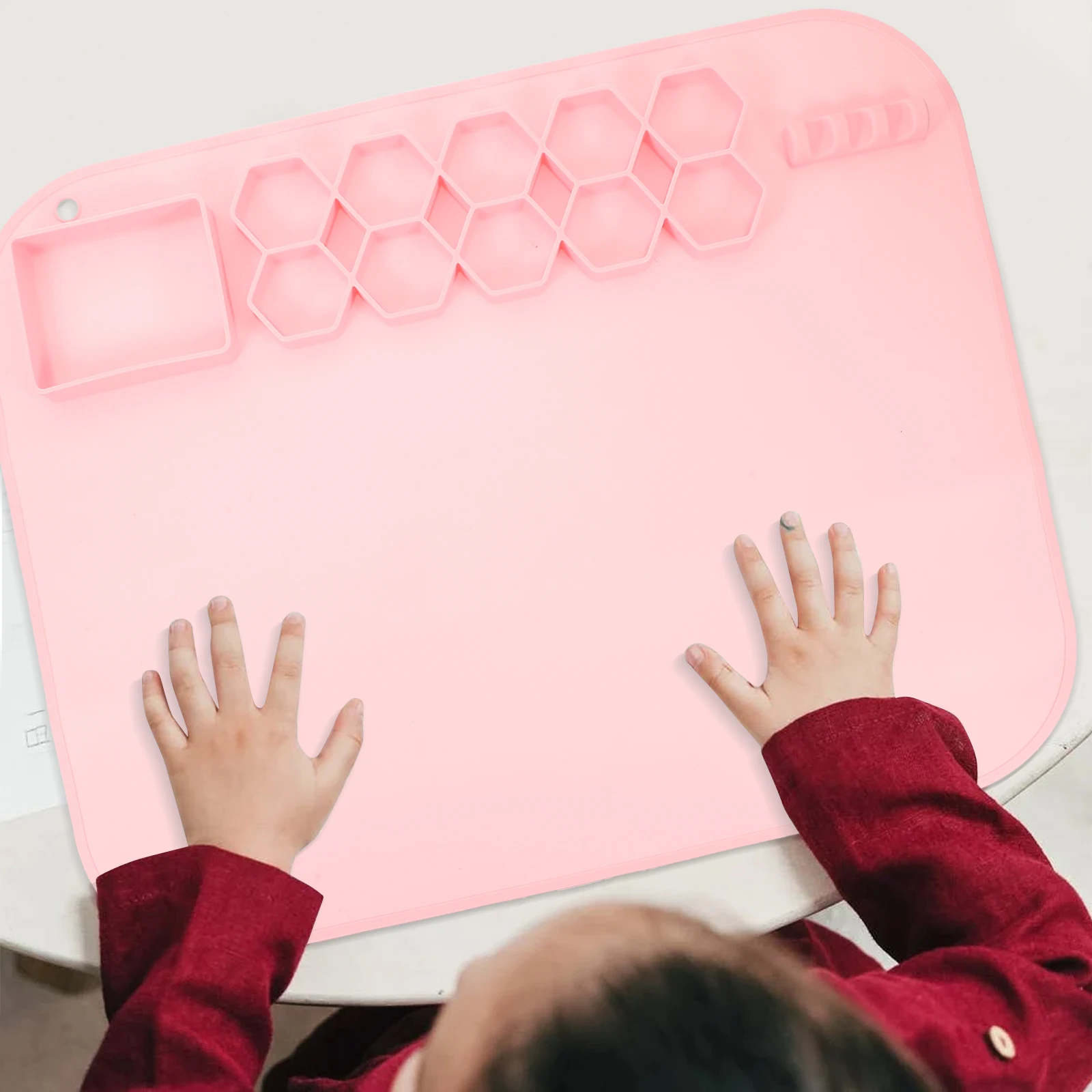 Pink Washable Painting Pad Silicone Craft Mat Kids Art Supplies Palette Non Stick Diy Multipurpose Board Lightweight Portable