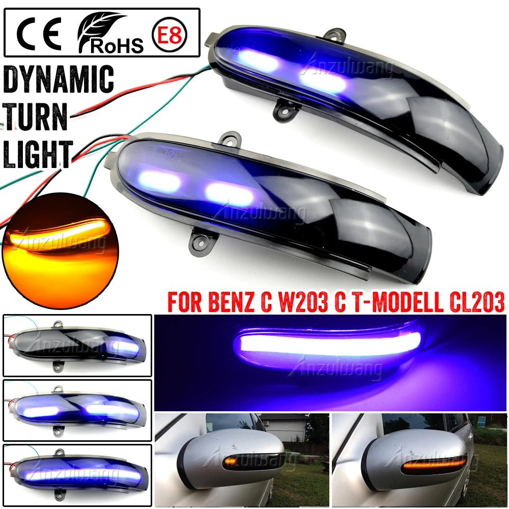 

LED Dynamic Turn Signal Blinker Side Mirror Indicator Sequential Light For Mercedes Benz C Class W203 W211 S203 CL203 2001-2007