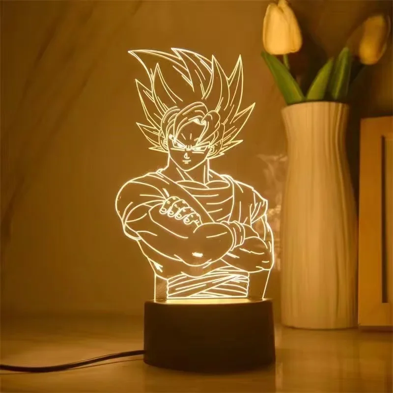 Action Figures Monkey King Goku Super Saiyan 3D Anime Toy Model Led Night Light Dragon Ball Lampada Da Tavolo Bambini Compleanno Regali Di Natale