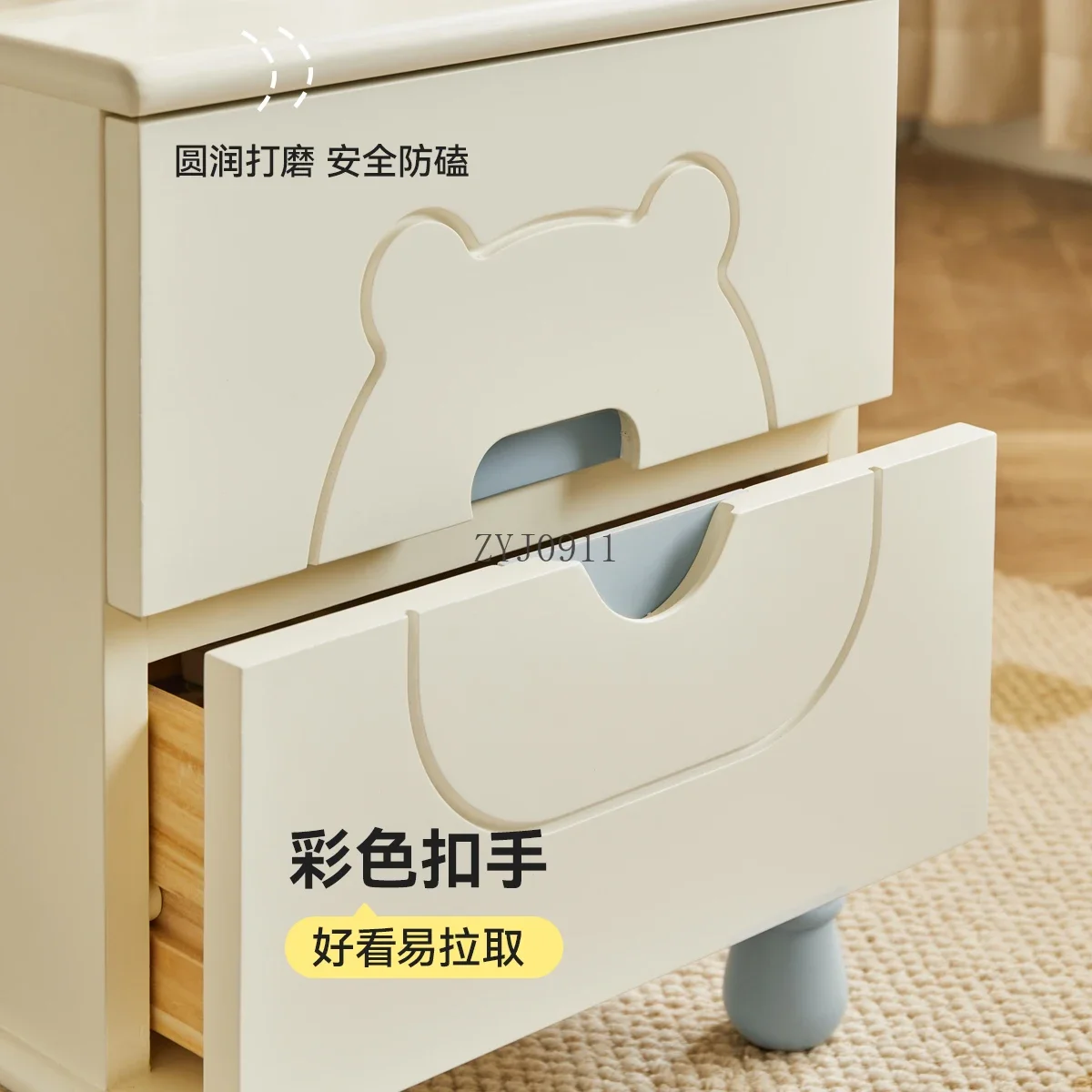 **Solid wood children's bedside table Cream wind white creative mini boy girl bedside table