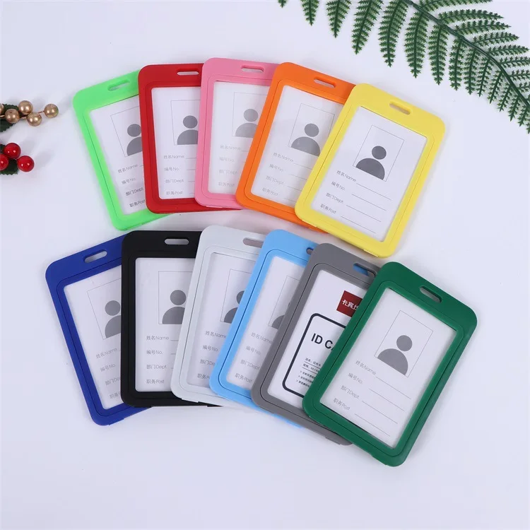 Cheap Transparent Credential Badge Holder Lanyard for Business Meeting Visiting Hang Pass Tag ID Card Candy Color Protector Case