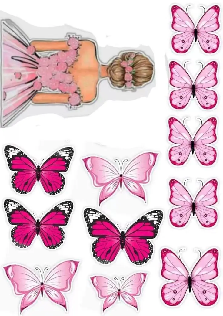 Beautiful Butterfly Back Girl Happy Birthday Party Cake Decoration Cake Topper Happy Mother\'s Day Cake Decorating Party Supplies