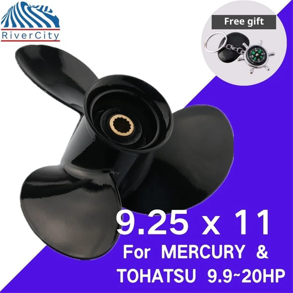 9.25*11 Outboard Propeller For Mercury 9.9hp 15hp 20hp Boat Aluminum Alloy Screw 3 Blade 14 Spline Marine Engine Part