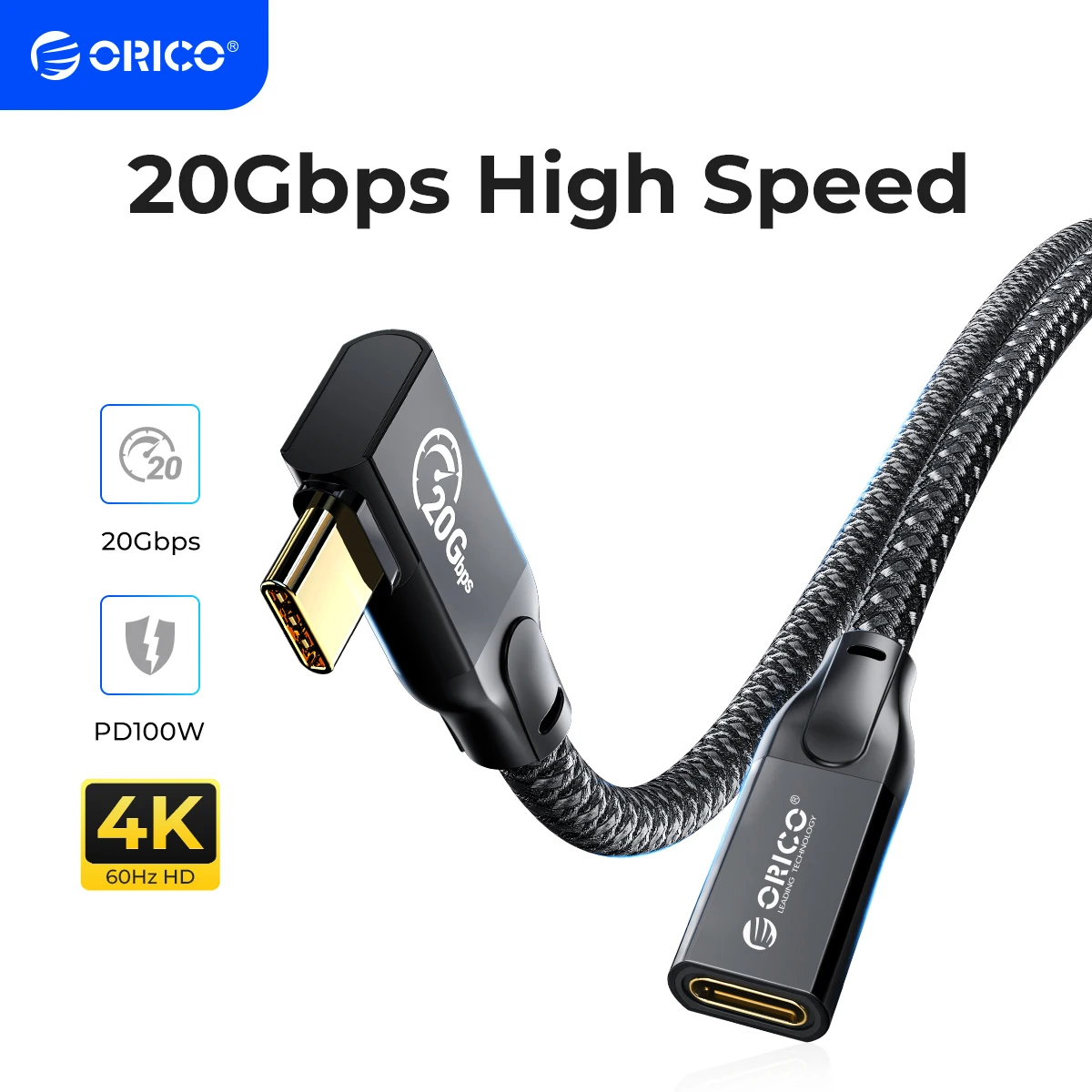 Orico-usb tipo c Cabo de Extensão para Xiaomi e Nintendo Switch 20 s pd 100w Usb 3.2 Gen 2