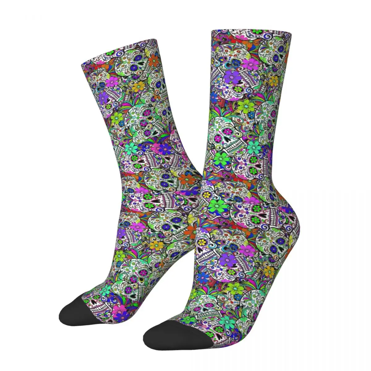 

Hip-hop Sugar Skull Football Socks Art Polyester Middle Tube Socks for Women Men Sweat Absorbing