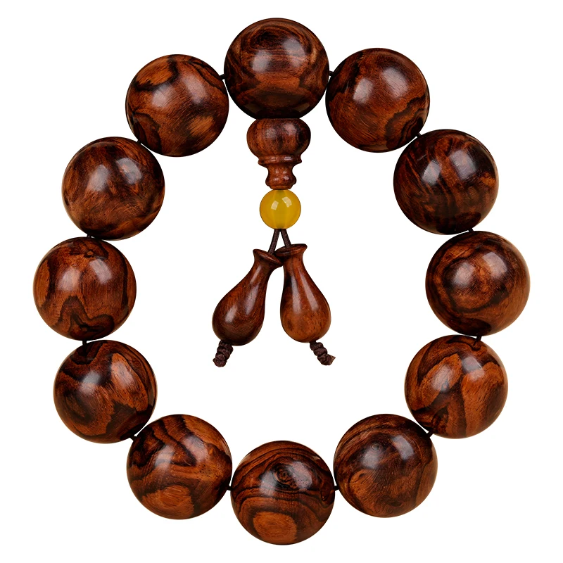 

Hainan Scented Rosewood Bracelet Purple Oil Pear Sea Yellow Grimace Older Material Made Prayer Beads Bracelet Binding