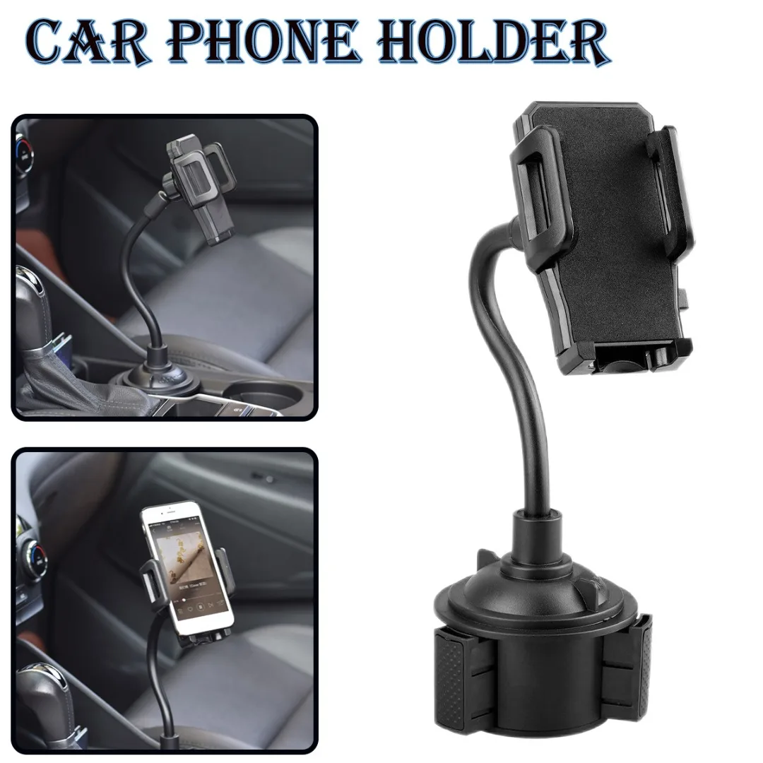 

1pc Mount Adjustable Gooseneck Cup Holder Black Plastic Mobile Phone 360 Degree Rotatable Holders For 2.7/3.54 Inches Telephone