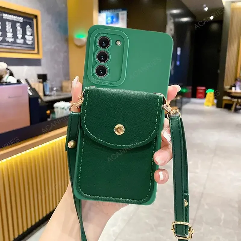 S 21 22 23 24 20 Crossbody Wallet Card Holder Case For Samsung Galaxy S21 S23 S20 Fe S22 S24 Plus Ultra Lanyard Silicone_voghion.com